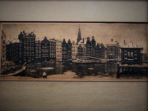 Cornelis Brandenburg - één van Nederlands grootste etsers - Amsterdam "het Damrak in winter" kopen? Bied vanaf 10!