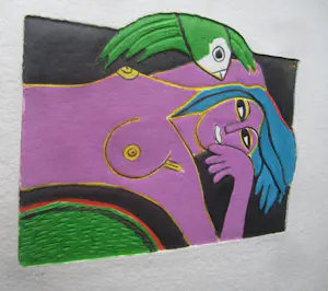 Corneille - Liggend naakt met parkiet kopen? Bied vanaf 300!