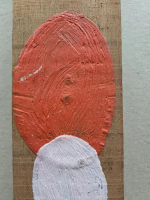 Piet Dirkx - Encaustiek. Gekleurde was op houten balk. kopen? Bied vanaf 79!