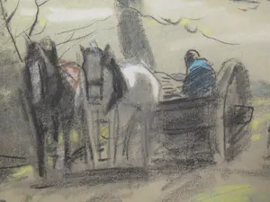 Anton Mauve (sr.) - Man met paardenkar in een boslandschap kopen? Bied vanaf 180!