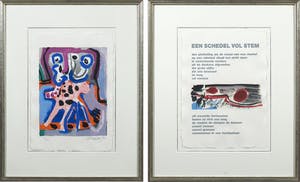 Corneille - en Bert Schierbeek - Zeefdruk en passage uit Een schedel vol stem - Ingelijst kopen? Bied vanaf 100!