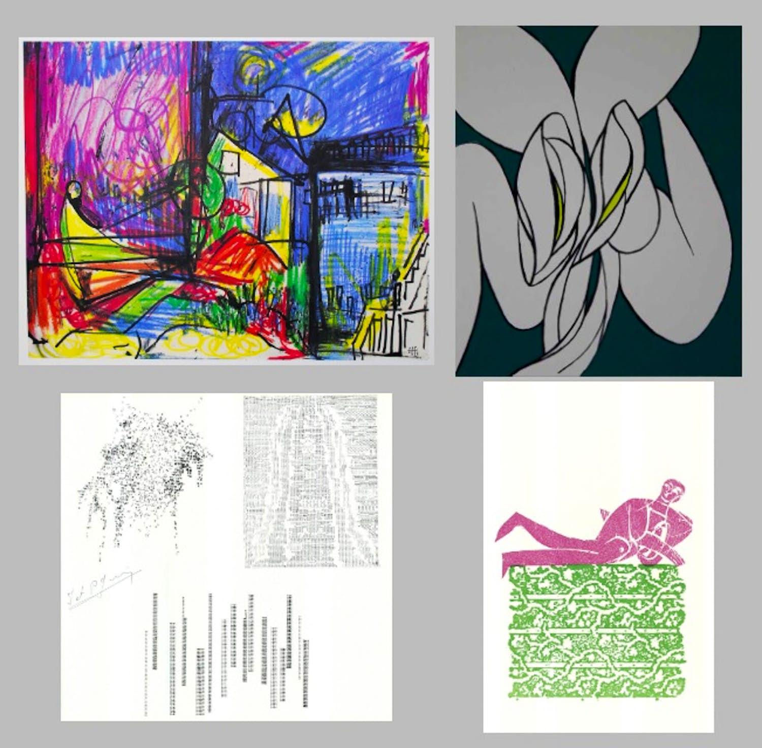 Pierre Garnier - e.a: Collectie van vier kunstwerken: diverse composities kopen? Bied vanaf 18!