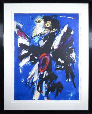 Charlotte Molenkamp - Lithografie, Blauwe Vogel - Ingelijst (Groot) verkocht voor € 50!