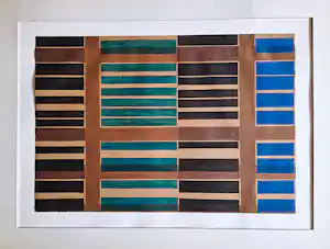 Adine Engelman - 1962 - geometrisch abstract - Sjabloondruk (laagjes waterverf) - gesigneerd verkauft für € 43!