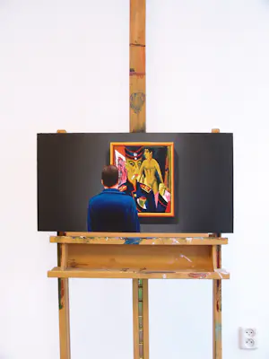 Gerard Boersma - Self Portrait As A Soldier (Zelfportret met zelfportret Ernst Ludwig Kirchner) kopen? Bied vanaf 400!