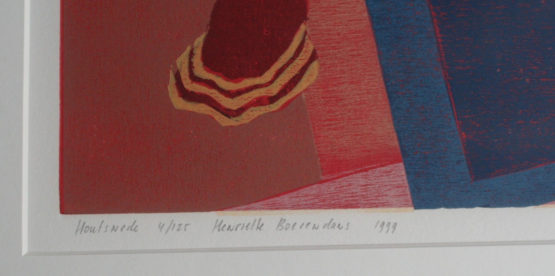 Henriette Boerendans - kleuren houtsnede - gesigneerd - in Barth lijst kopen? Bied vanaf 10!