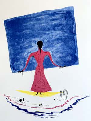 Henk Visch - kleurenlitho - zonder titel - 1994 (Incl passe-partout) verkocht voor € 125!