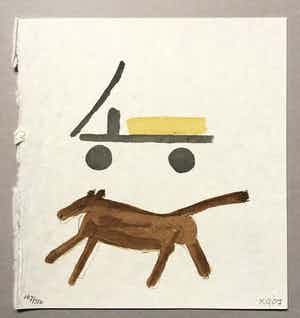 Klaas Gubbels - litho op handgeschept papier 'De kar' - 2007 verkocht voor € 145!