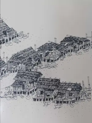 Niet of onleesbaar gesigneerd - Dorpje in Azië. kopen? Bied vanaf 1!