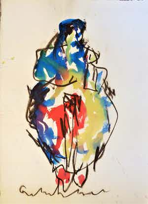 Anton Heyboer - Moeder en kind De oer moeder Sierlijke kleurige krachtige schildering verkocht voor € 300!