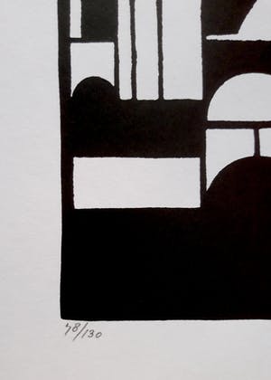 Cesar Domela - Geometrisch abstract landschap, zeefdruk kopen? Bied vanaf 115!