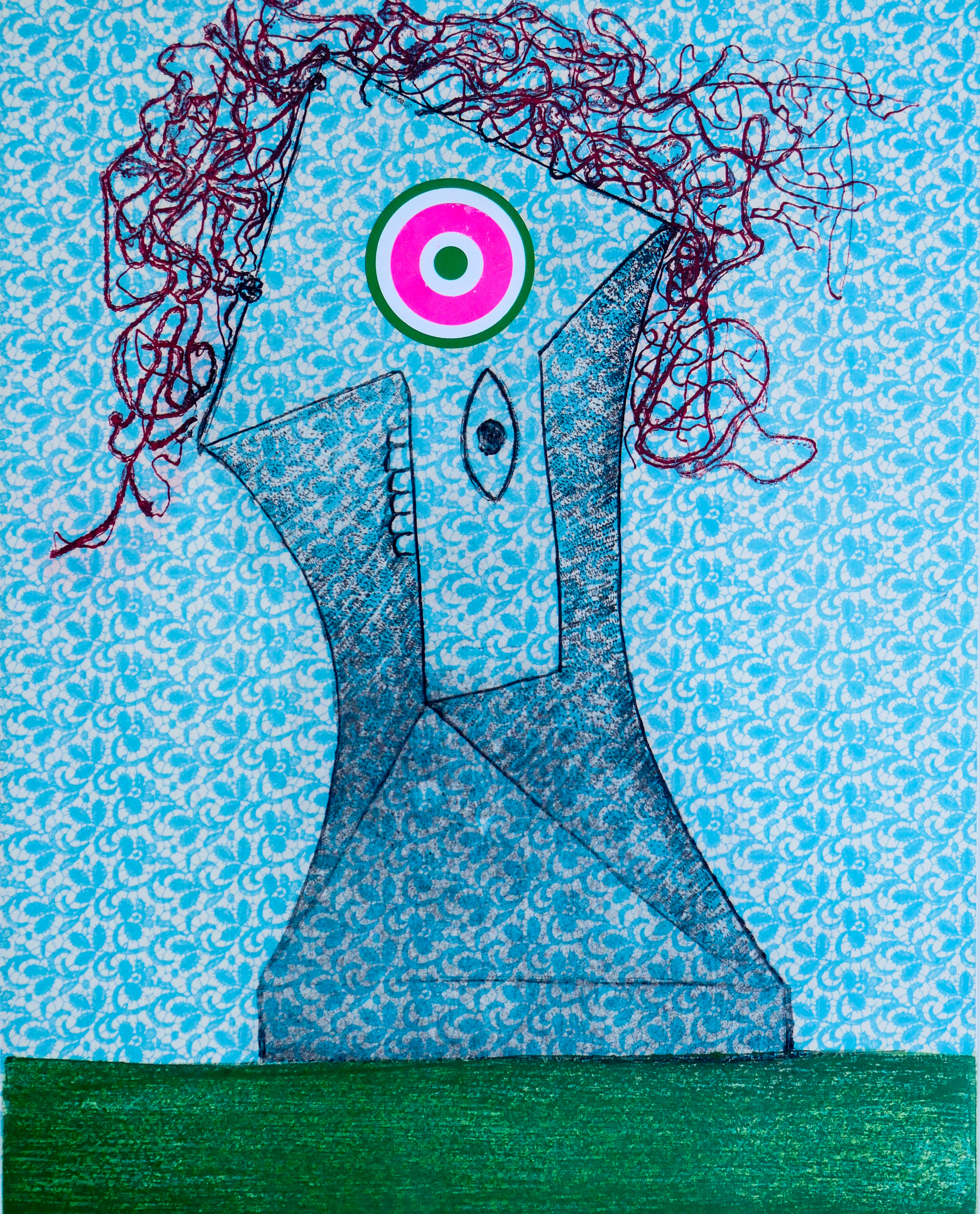 Enrico Baj - Vrouw in een armstoel verkocht voor € 100!