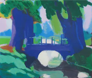 Jentsje Popma - Zeefdruk, Bruggetje bij Giessendam - Ingelijst kopen? Bied vanaf 60!