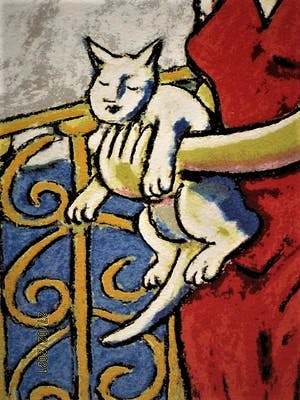 Jacques Tange - populair Rotterdams graficus - grote & gesigneerde Zeefdruk - "Domestic Animal" kopen? Bied vanaf 30!