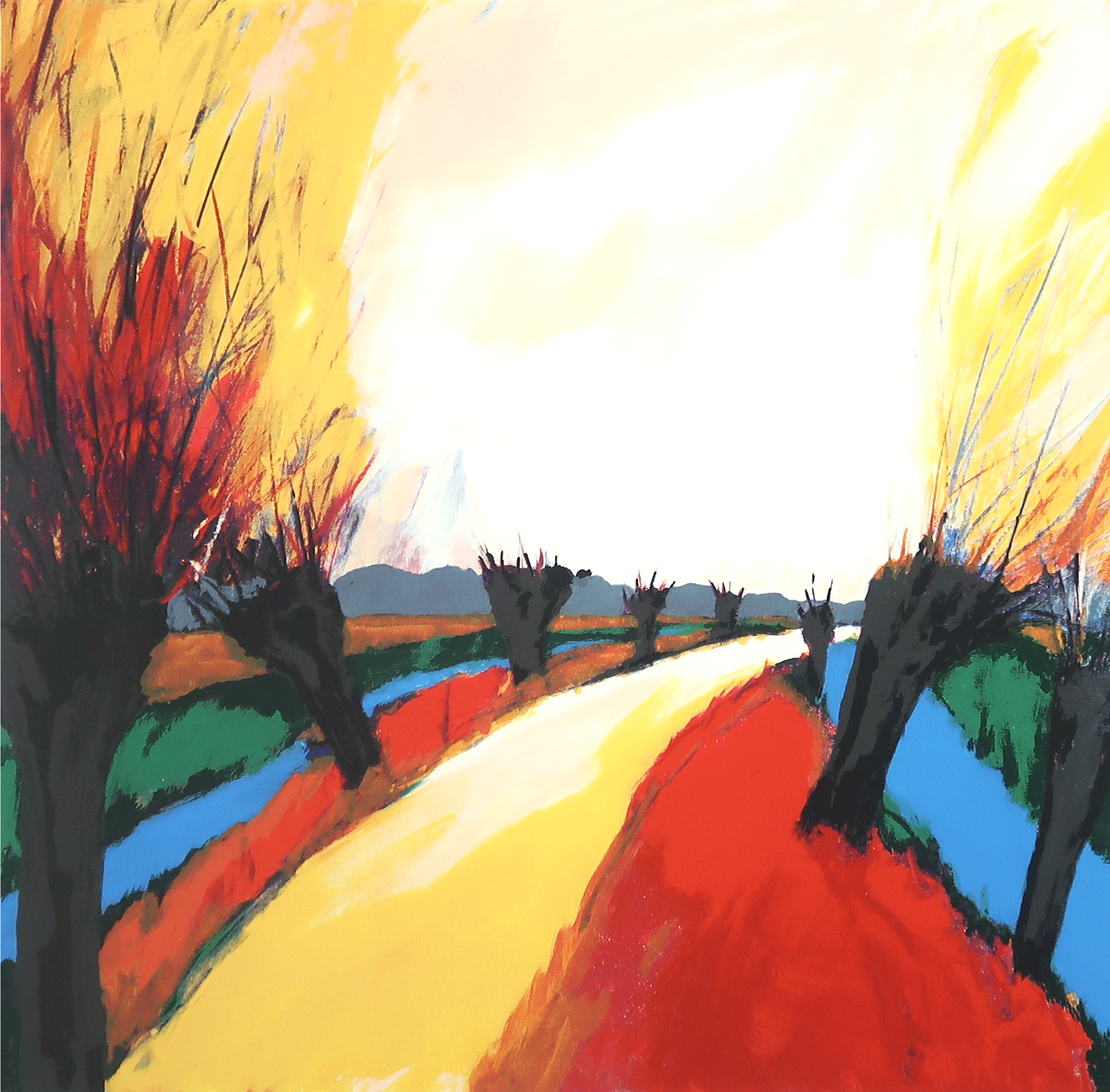 Gerda Elfring - Zeefdruk, Landschap met wilgen verkocht voor € 1!