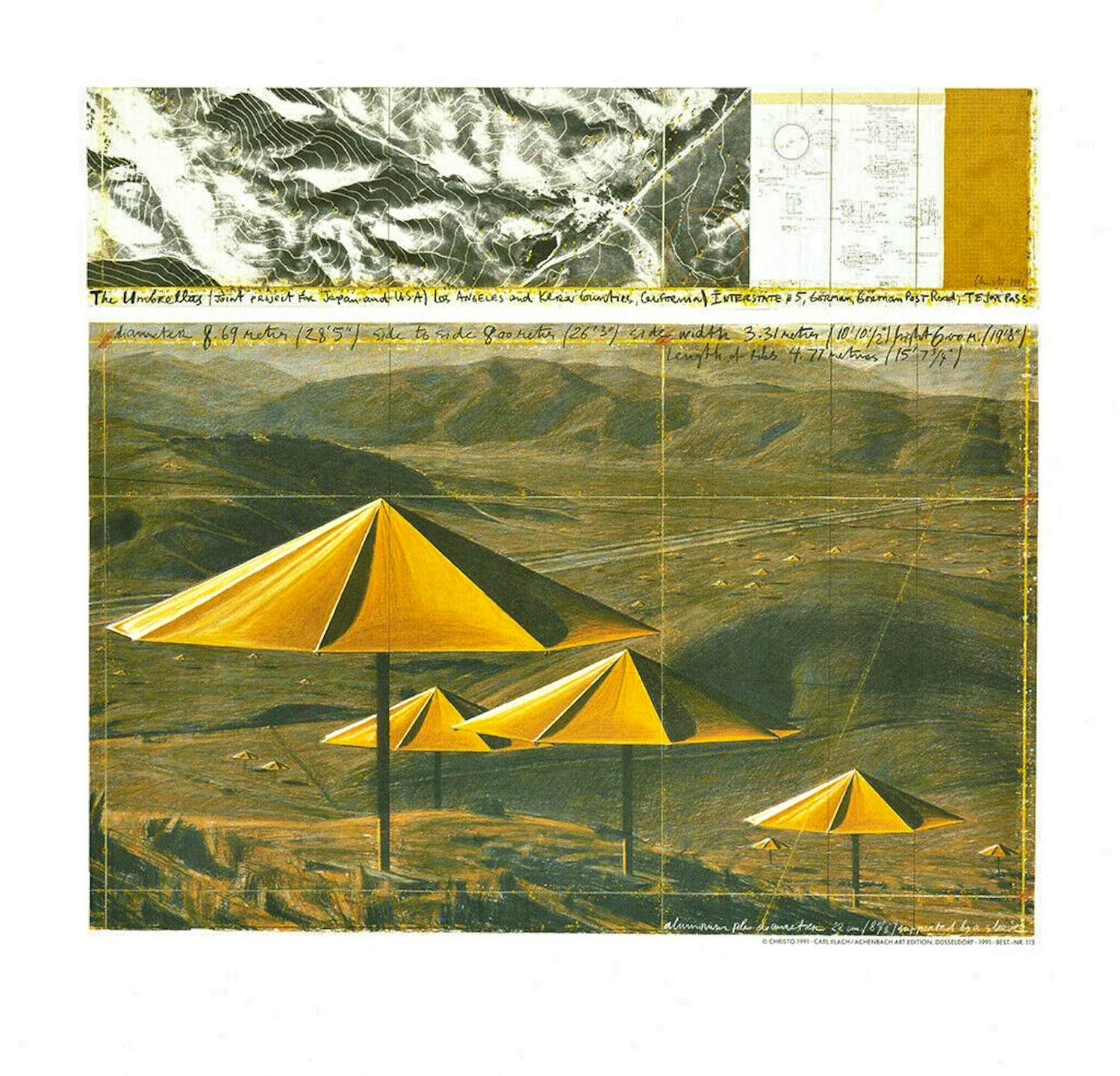 Christo - Kleurenzeefdruk YELLOW UMBRELLA.S uit 1991 kopen? Bied vanaf 55!