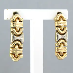 14k bicolour gouden oorhangers - 3.4 gram - 2.1 cm x 6.0 mm kopen? Bied vanaf 260!