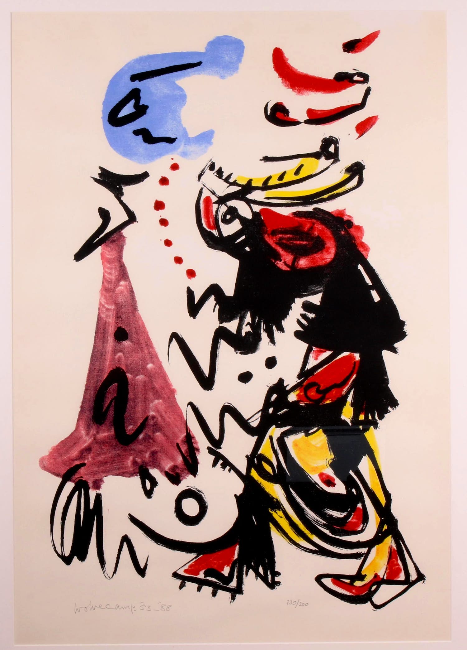 Theo Wolvecamp - Ingelijste zeefdruk: Figuren - 1988 verkocht voor € 275!