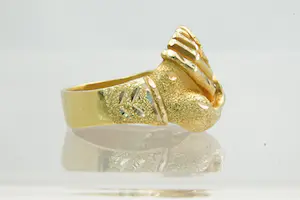 49 - Mooie 18 krt geel gouden Surinaamse vriendschaps-ring - unisex model kopen? Bied vanaf 560!