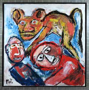 Martin van Wordragen - Olieverf op doek, Paniek in de zoo - Ingelijst (Groot) verkocht voor € 300!