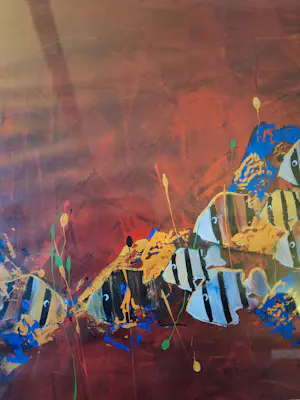 Gino Sauerbier - Unieke proefdruk (E. A. ) vissen op rode achtergrond kopen? Bied vanaf 45!