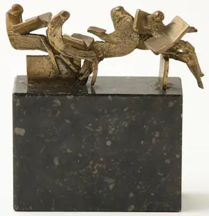 Eric Claus - Bronzen sculptuur op sokkel: krantlezers kaufen? Bieten Sie von 199!