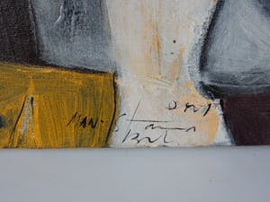 Niet of onleesbaar gesigneerd - Gestileerde figuren - 2 schilderijen kopen? Bied vanaf 1!