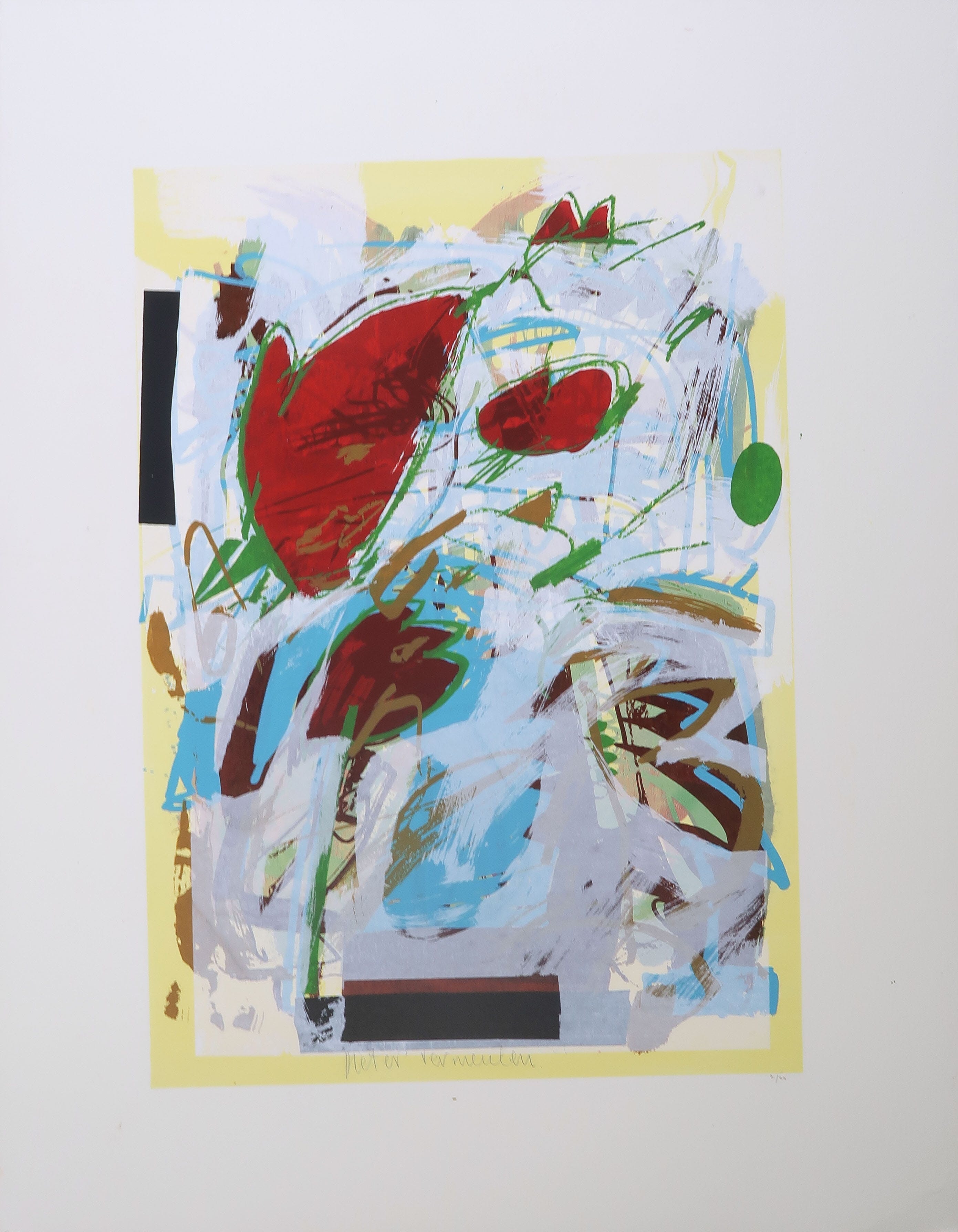 Pieter Vermeulen - Red Hearts and Papillon in landscape - In verguld houten lijst kopen? Bied vanaf 29!