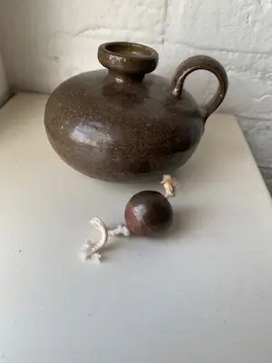 Rudi Stahl - Vintage olielampje, bruin keramiek, 1960 kopen? Bied vanaf 45!