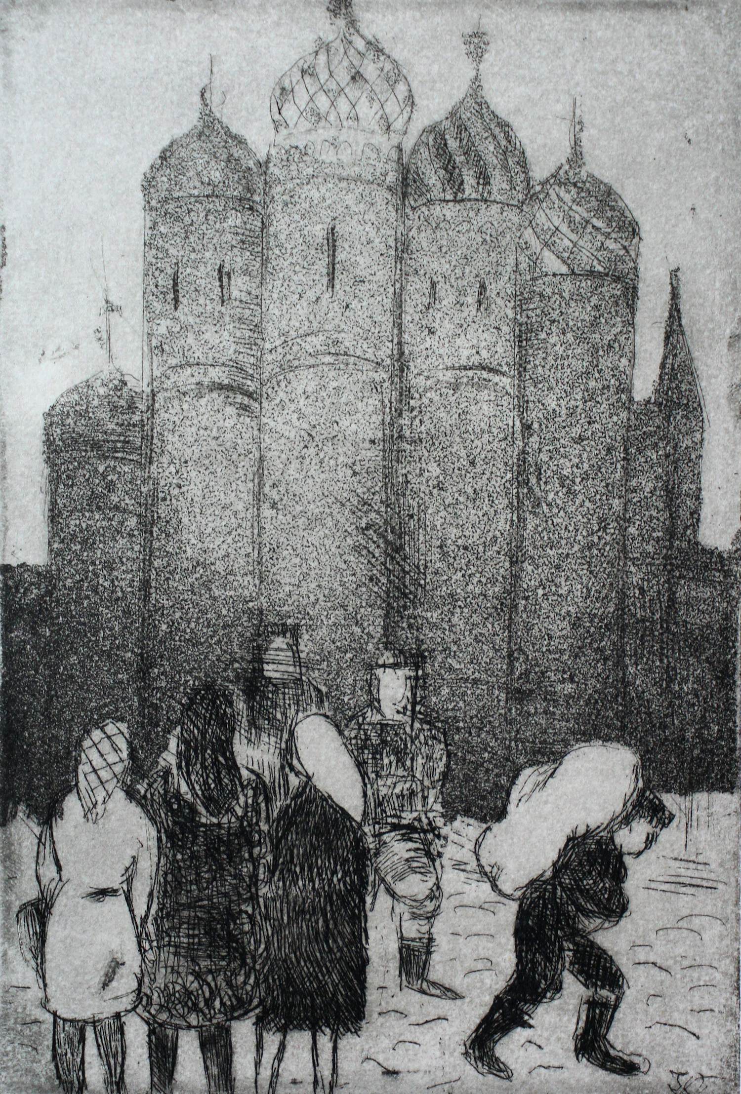 Buy Jeanne Bieruma Oosting - Ets: 'Een winter in Rusland', Volk voor het Kremlin - 1970? Bid from 250!