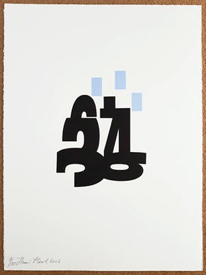 Henri Plaat - Geometrische compositie met fragmenten van cijfers, litho (laatste keer!) kopen? Bied vanaf 75!