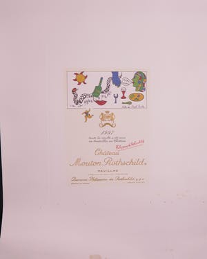Niki de Saint-Phalle - Gemengde druktechniek, Lot van twee etiketten van Chateau Mouton Rothschild kopen? Bied vanaf 75!