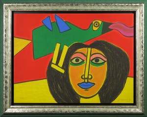 Corneille - Litho, Palette et l'oiseau - Ingelijst kopen? Bied vanaf 150!