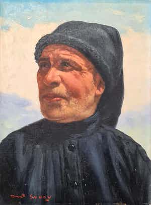 Antonio Godoy - Visser, olieverf op doek verkocht voor € 75!