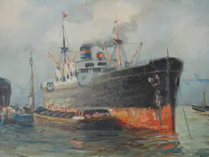 Jan Schipper - Olieverfschilderij - Havengezicht kopen? Bied vanaf 125!