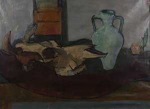 Jaap Hillenius - Olieverf op doek, Stilleven met schedel - Ingelijst kopen? Bied vanaf 1!