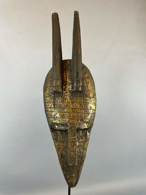 Makonde - 210866 - Tribal used African Markha and brass face - Mali. kopen? Bied vanaf 45!
