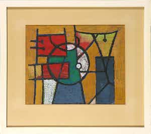 Will Leewens - Abstracte compositie in gemengde techniek verkocht voor € 350!