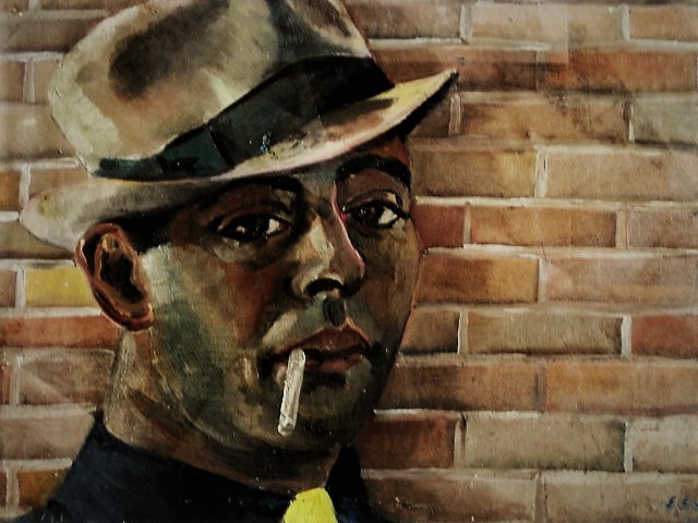 Eduard Croiset - 1936 - Flamboyant zelfportret van Joods Amsterdamse (reclame)schilder  verkocht voor € 1!
