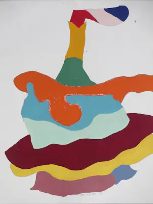 Ger van Elk - Abstracte kleurencompositie - Gouache kopen? Bied vanaf 225!