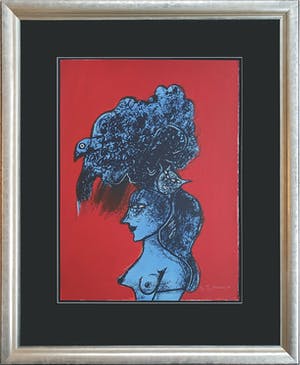 Corneille - "Femme, chat et oiseau" - Groot - Imposant ingelijst (nieuw) kopen? Bied vanaf 690!