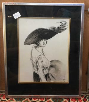 Niet of onleesbaar gesigneerd - C3749-48 - Dame met hoed kopen? Bied vanaf 10!