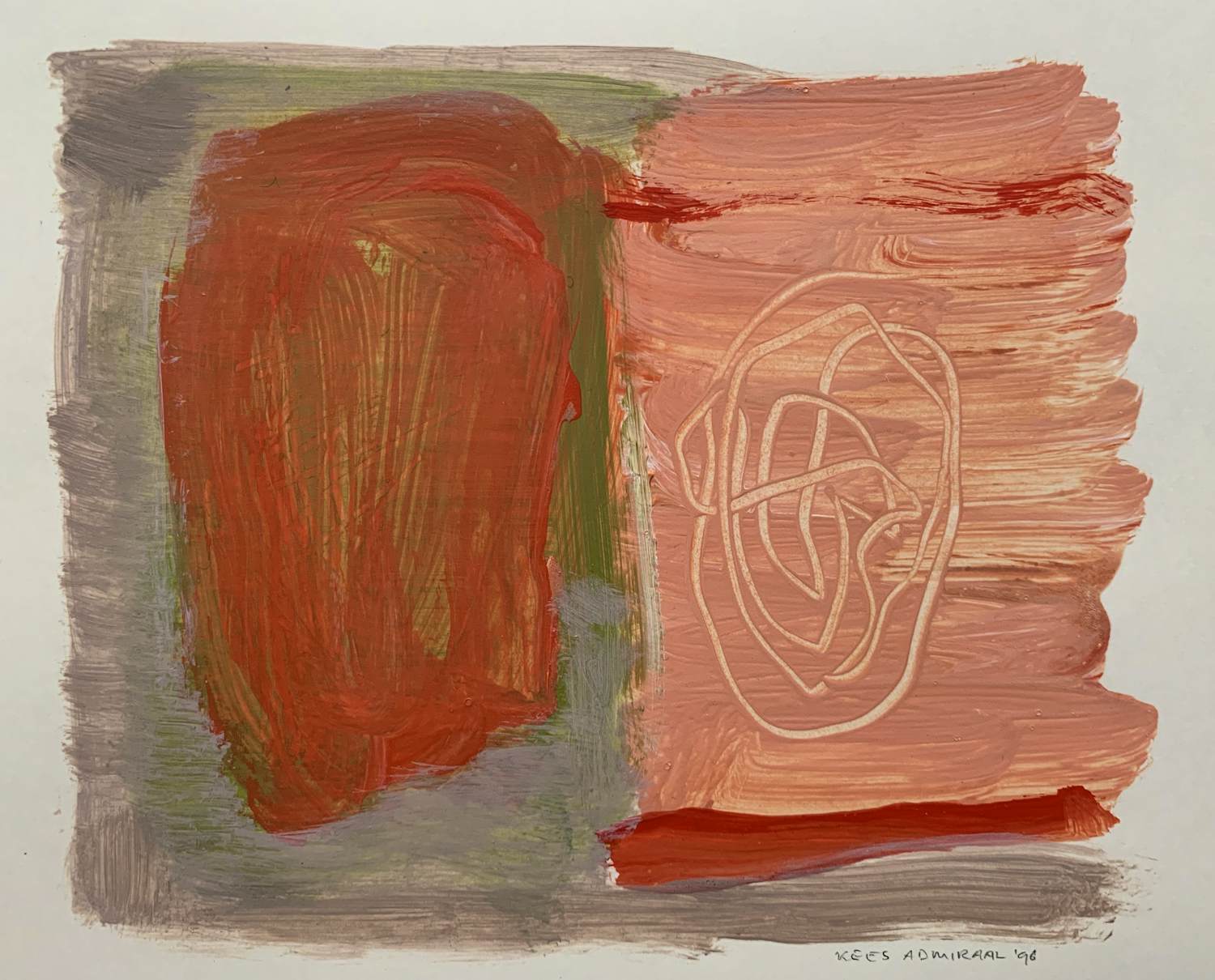 Kees Admiraal - gemengde techniek op papier - 'Abstracte portretstudie III' - 1998 (UNIEK WERK) kopen? Bied vanaf 20!