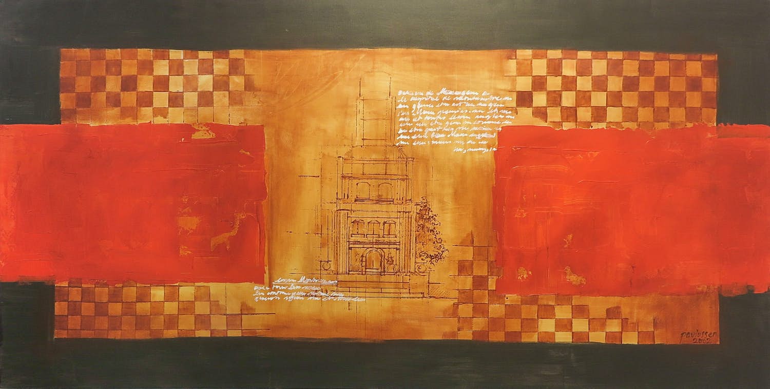 Carolina Paulussen - Acryl op doek, Zonder titel (Zeer groot!) verkocht voor € 100!