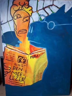 Kamagurka - groot schilderij gemaroufleerd op linnen 140 x 100 cm, gesigneerd kopen? Bied vanaf 2600!