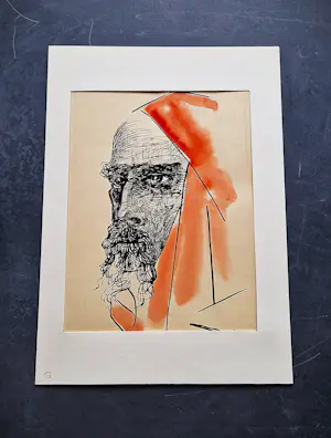 Willem van Konijnenburg - een in 1929 gemaakte kubistische gemengde techniek "Oriëntaalse man" " kopen? Bied vanaf 78!