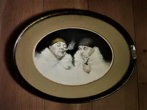 Niet of onleesbaar gesigneerd - Fraaie laat 19e eeuw Franse? Art Nouveau Ets "2 pierrots" gesign. kopen? Bied vanaf 1!