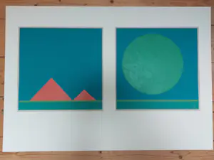 Kea Homan - Fries landschap - houtsnede - tweedelig werk kopen? Bied vanaf 50!