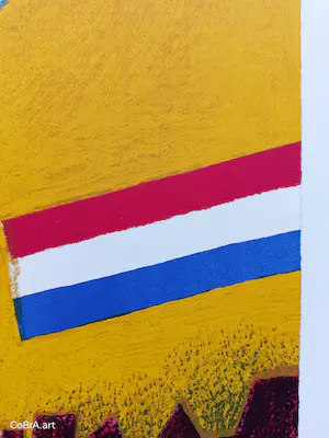 Corneille - 1993 - Vogelperspectief over de klokkentoren van Amsterdam. Gesigneerd E/A kopen? Bied vanaf 195!