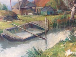 Roelof Klein - 1915-1981 boerderij in landschap met eenden kopen? Bied vanaf 75!